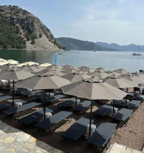 yuvarlak bahce otel plaj semsiyesi - gray colour round sun parasols - umbrellas sun on the beach made by Fam Umbrella